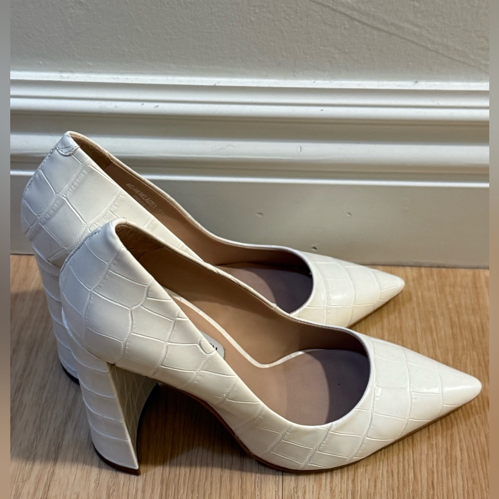 Never worn off white snakeskin pointed toe block heels